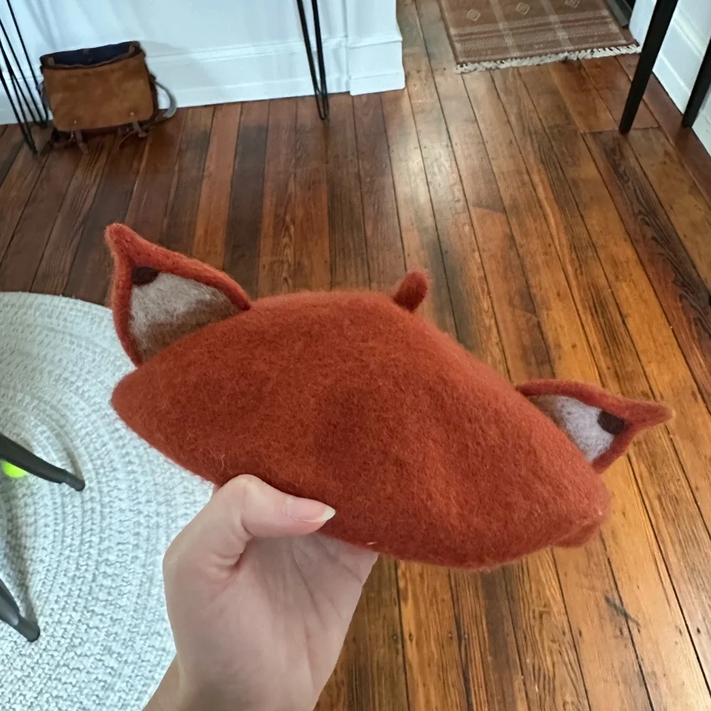 Fox Beret - Orange Felted Wool